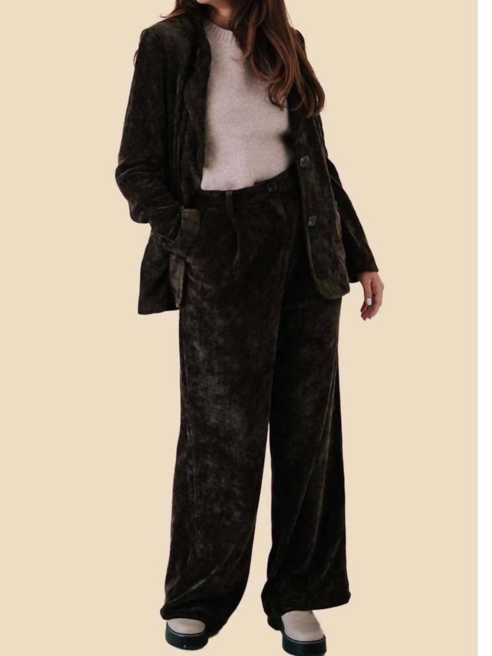 Current Air Paulina Corduroy Wide‎ Leg Pants In Brown